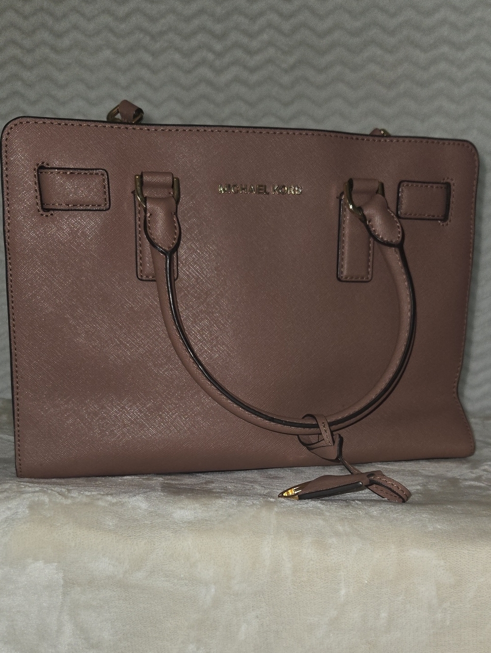 Michael Kors Mauve Mauve Saffiano Leather Satchel
